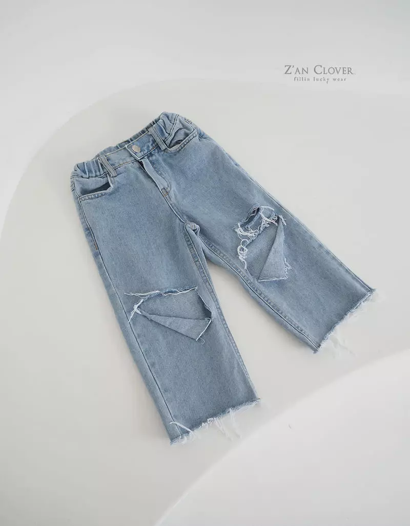 Zan Clover - Korean Children Fashion - #todddlerfashion - Knee Vintage Jeans - 3