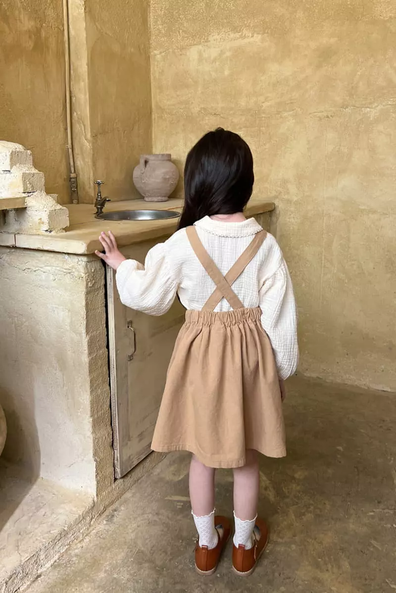 a-Market - Korean Children Fashion - #fashionkids - Rose Overalls Skirt - 8