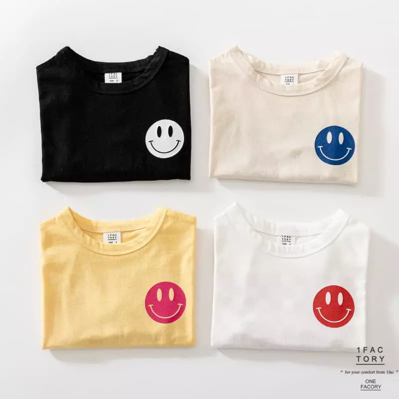1 Fac - Korean Children Fashion - #kidsshorts - Smile Check Tee - 2