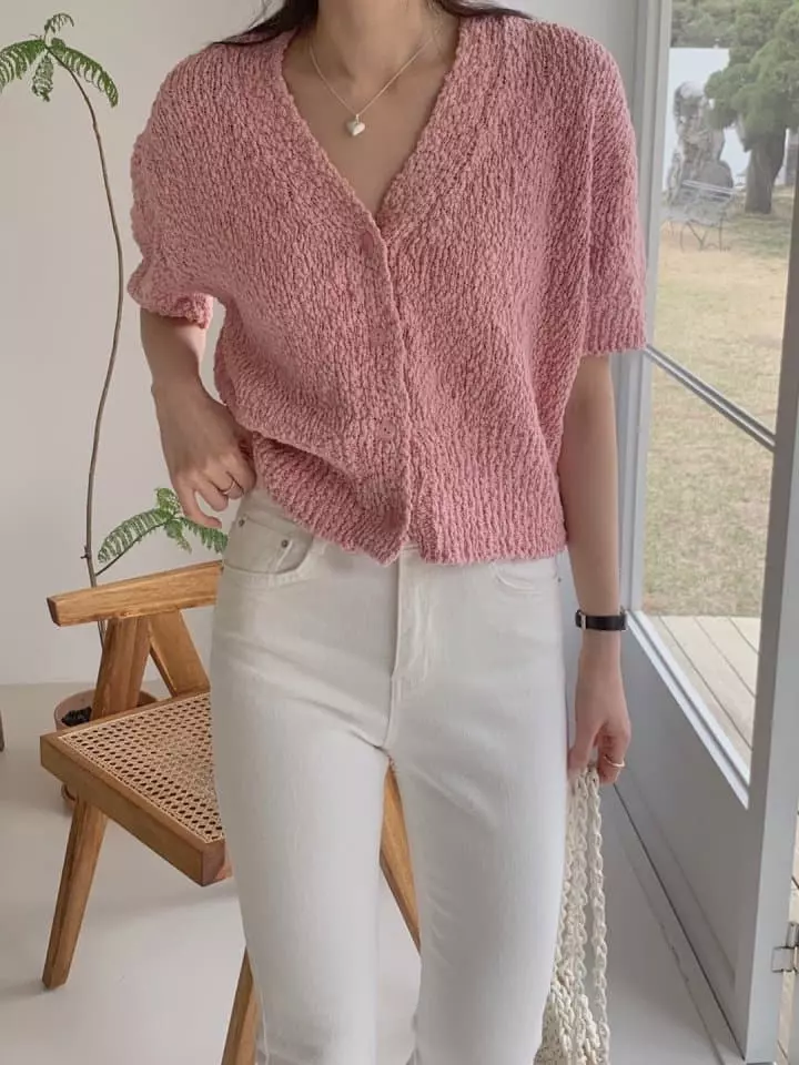 Atthismoment - Korean Women Fashion - #romanticstyle - Short Sleeves Spring Cardigan - 5