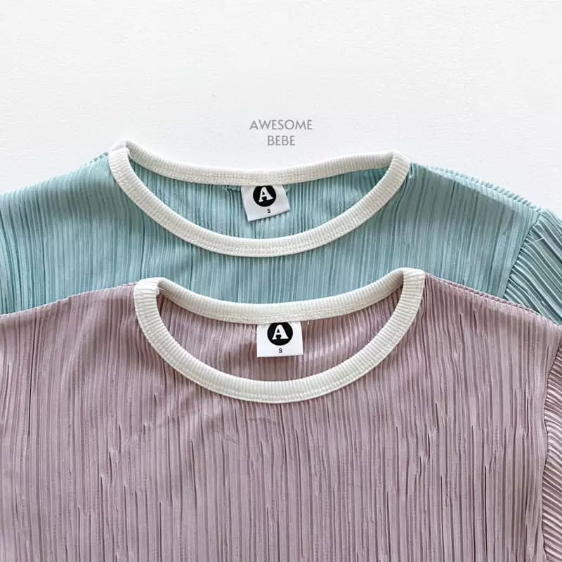 Awesome Bebe - Korean Children Fashion - #childrensboutique - Pleats Wrinkle Top Bottom Set - 3