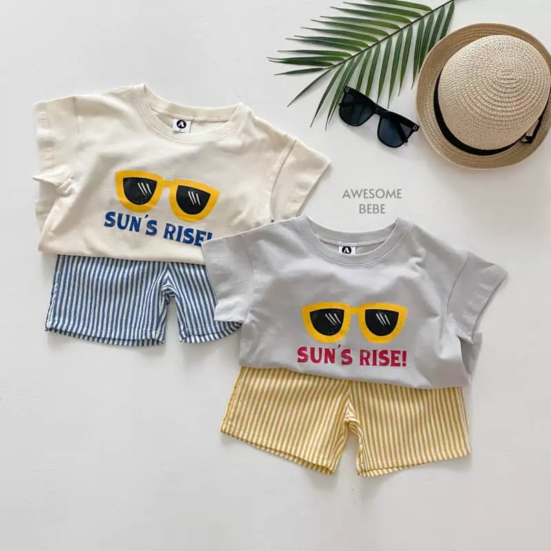 Awesome Bebe - Korean Children Fashion - #kidsshorts - Sun Rise Top Bottom Set - 12