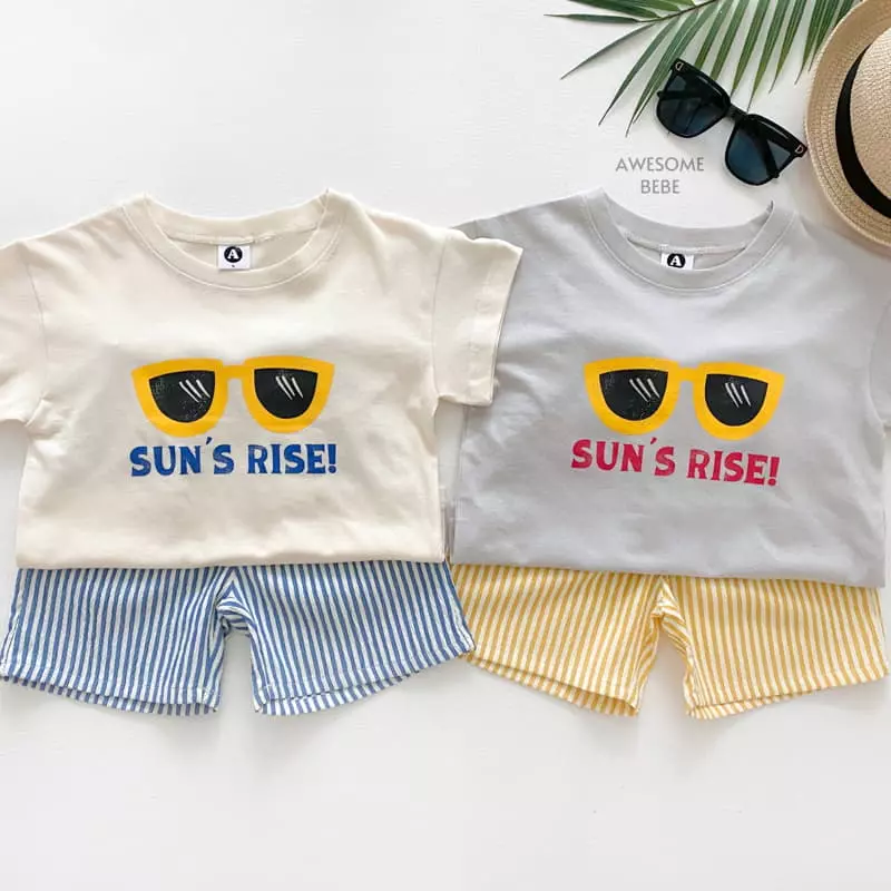 Awesome Bebe - Korean Children Fashion - #prettylittlegirls - Sun Rise Top Bottom Set - 3