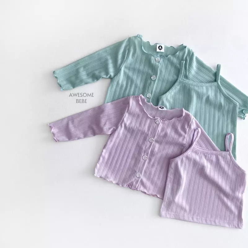 Awesome Bebe - Korean Children Fashion - #prettylittlegirls - Terry Cardigan Set - 2