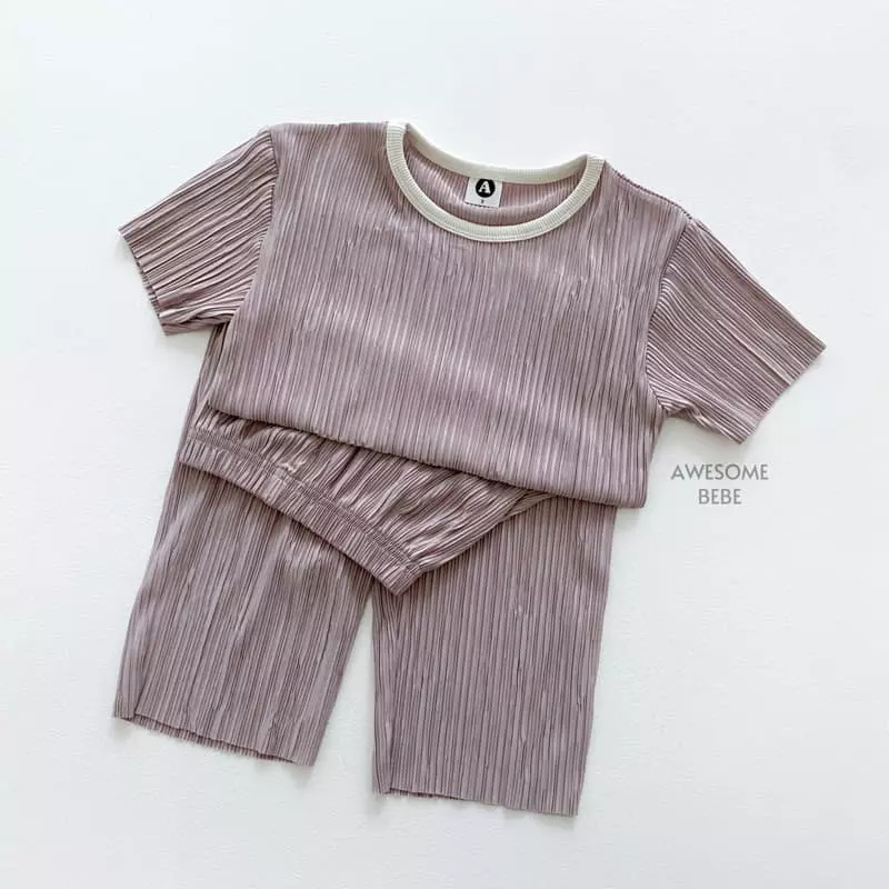 Awesome Bebe - Korean Children Fashion - #stylishchildhood - Pleats Wrinkle Top Bottom Set