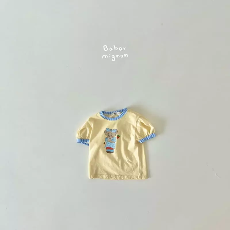Babar Mignon - Korean Children Fashion - #fashionkids - Ribbon Bear Puff Tee - 3