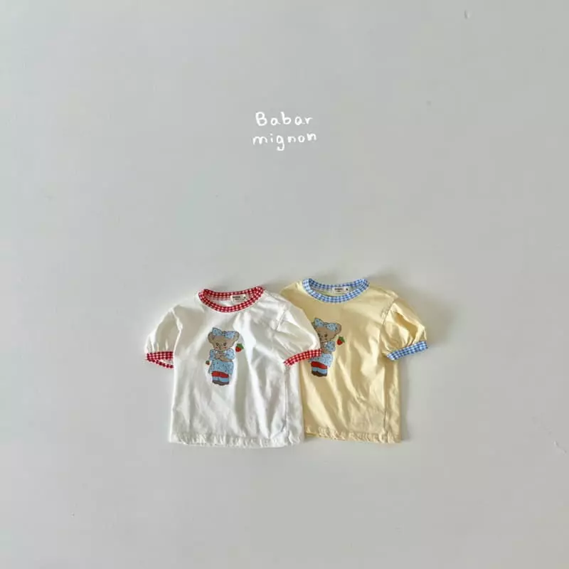 Babar Mignon - Korean Children Fashion - #prettylittlegirls - Ribbon Bear Puff Tee - 11