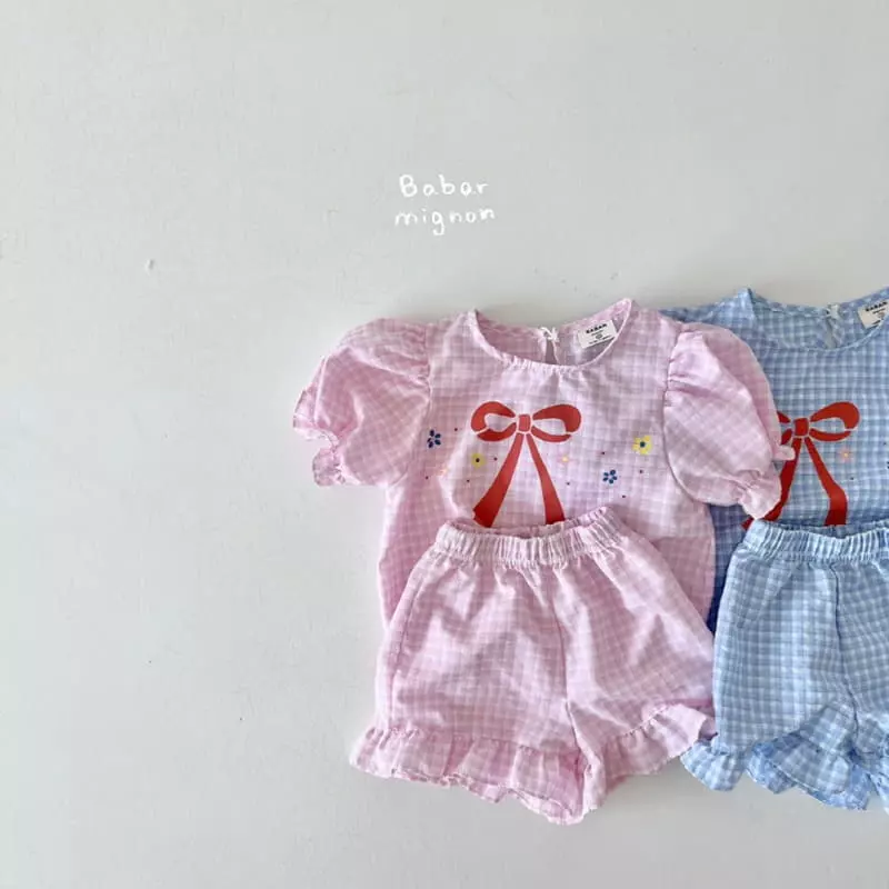 Babar Mignon - Korean Children Fashion - #stylishchildhood - Ribbon Top Bottom Set