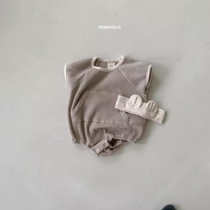 Bebe Holic - Korean Baby Fashion - #babyoutfit - Waffle Kangaroo Bodysuit - 3