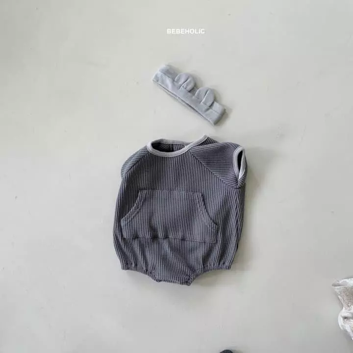Bebe Holic - Korean Baby Fashion - #babywear - Waffle Kangaroo Bodysuit - 5
