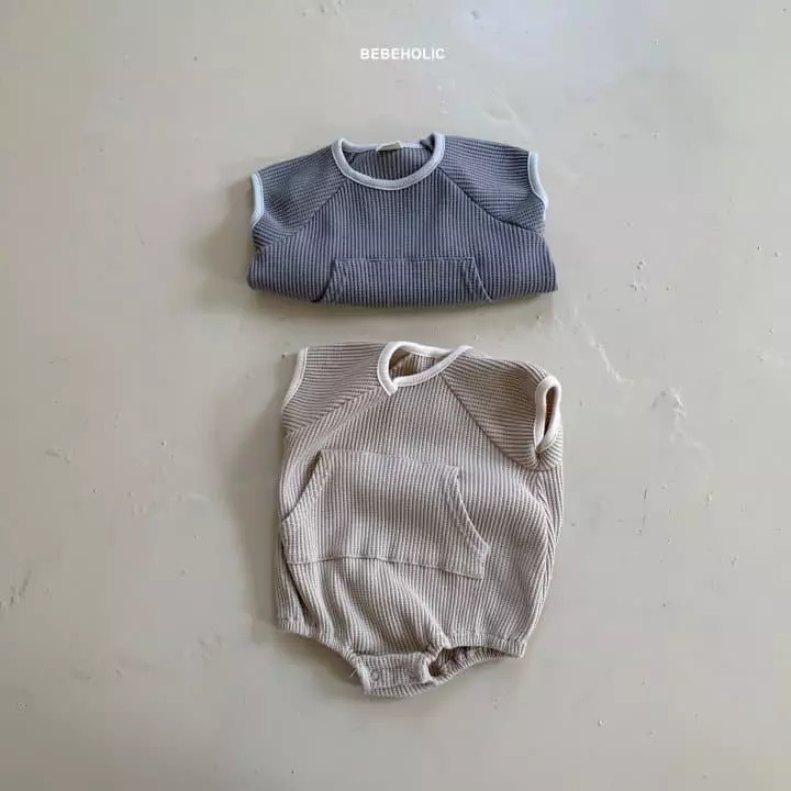 Bebe Holic - Korean Baby Fashion - #onlinebabyshop - Waffle Kangaroo Bodysuit - 7