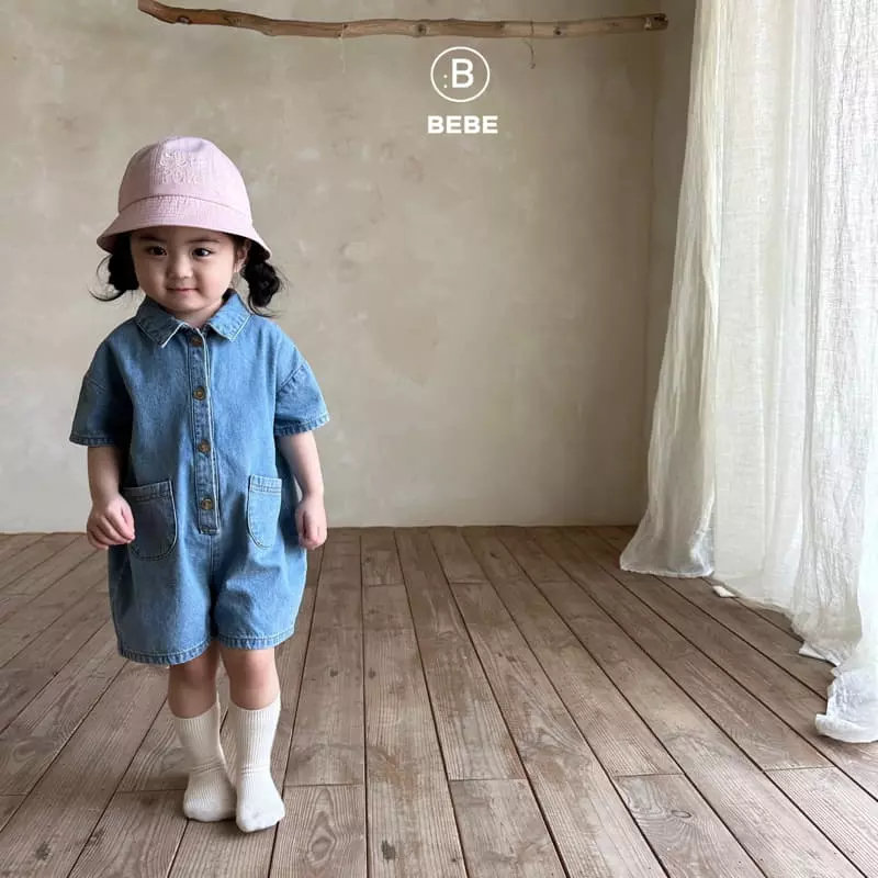 Bella Bambina - Korean Baby Fashion - #babyoninstagram - Bebe Dori Collar Bodysuit Denim - 6
