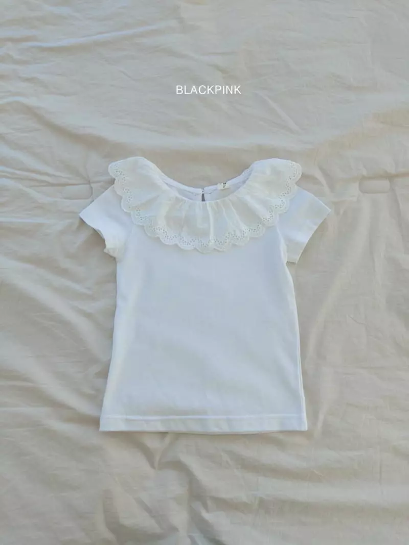 Black Pink - Korean Children Fashion - #discoveringself - Lace Frill Tee - 5