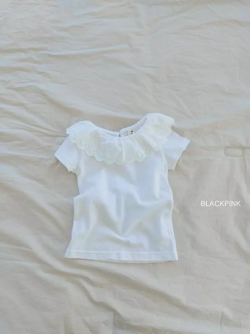 Black Pink - Korean Children Fashion - #kidsshorts - Lace Frill Tee - 7