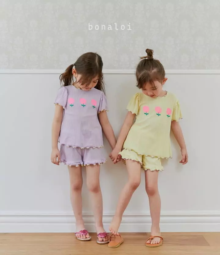 Bonaloi - Korean Children Fashion - #discoveringself - Volume Rib Top Bottom Set - 6