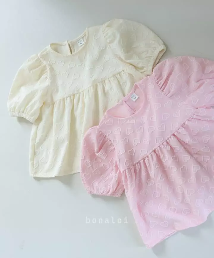 Bonaloi - Korean Children Fashion - #kidzfashiontrend - Heart Jacquard Blouse - 8