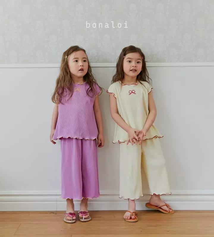 Bonaloi - Korean Children Fashion - #todddlerfashion - Wafer Top Bottom Set