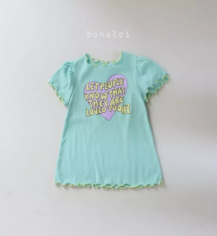 Bonaloi - Korean Children Fashion - #todddlerfashion - Love Today Today Long Tee - 12