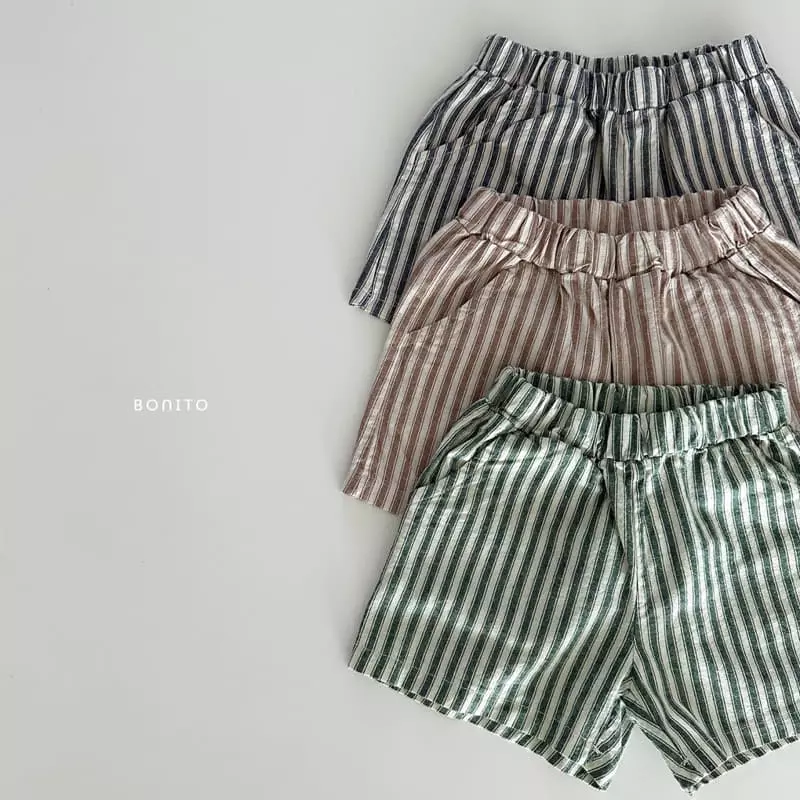 Bonito - Korean Baby Fashion - #babyfever - Linen Stripes Shorts - 2