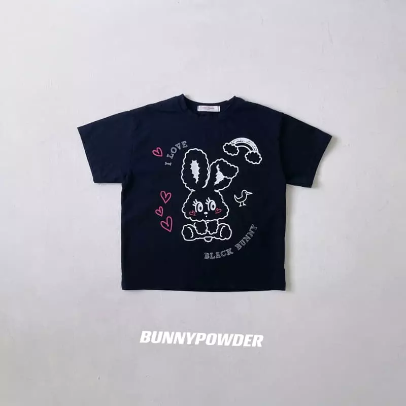 Bunny Powder - Korean Children Fashion - #childofig - Black Bunny Tee with mom - 10