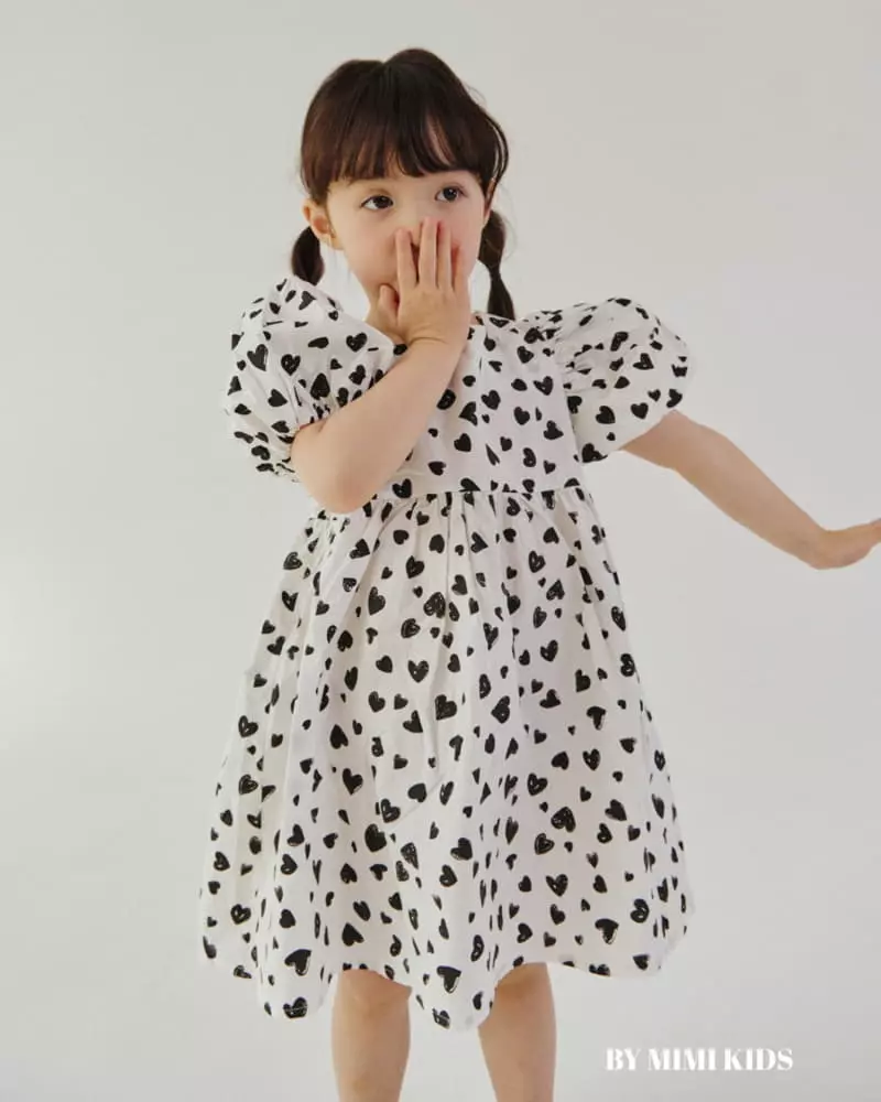 Bymimi - Korean Children Fashion - #kidsstore - Heart Ribbon One-piece