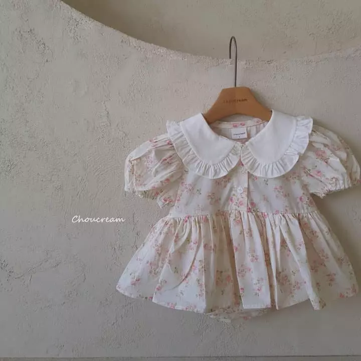 Choucream - Korean Baby Fashion - #babyboutiqueclothing - Rose Collar One-piece Bodysuit