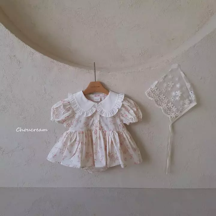 Choucream - Korean Baby Fashion - #babyfashion - Rose Collar One-piece Bodysuit - 3