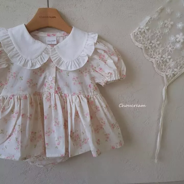 Choucream - Korean Baby Fashion - #babyfashion - Rose Collar One-piece Bodysuit - 4