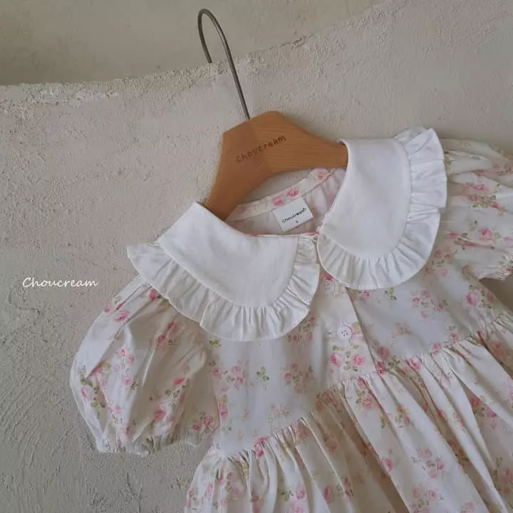 Choucream - Korean Baby Fashion - #babygirlfashion - Rose Collar One-piece Bodysuit - 5