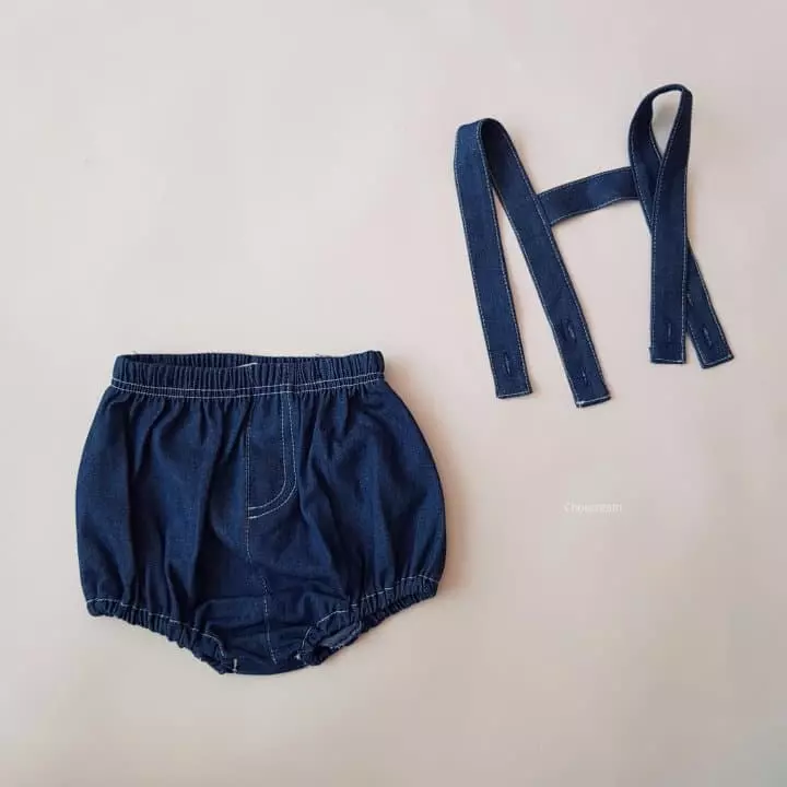 Choucream - Korean Baby Fashion - #babygirlfashion - Denim Dungarees Bloomer - 4