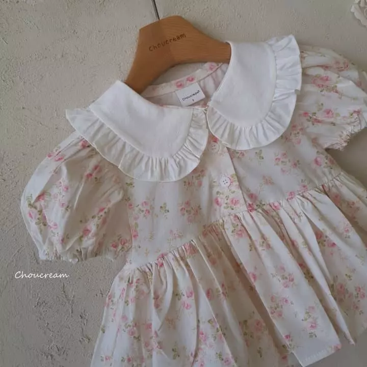 Choucream - Korean Baby Fashion - #babyoutfit - Rose Collar One-piece Bodysuit - 9