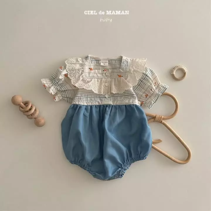 Ciel De Maman - Korean Baby Fashion - #babyoninstagram - Flower Denim Bodysuit - 5