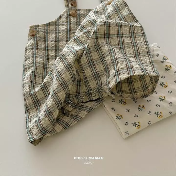 Ciel De Maman - Korean Baby Fashion - #smilingbaby - Check Dungarees - 7