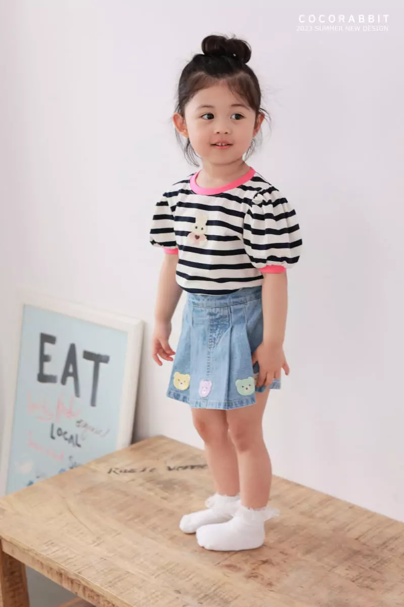 Coco Rabbit - Korean Children Fashion - #childrensboutique - Rabbit Stripes Puff Tee - 5