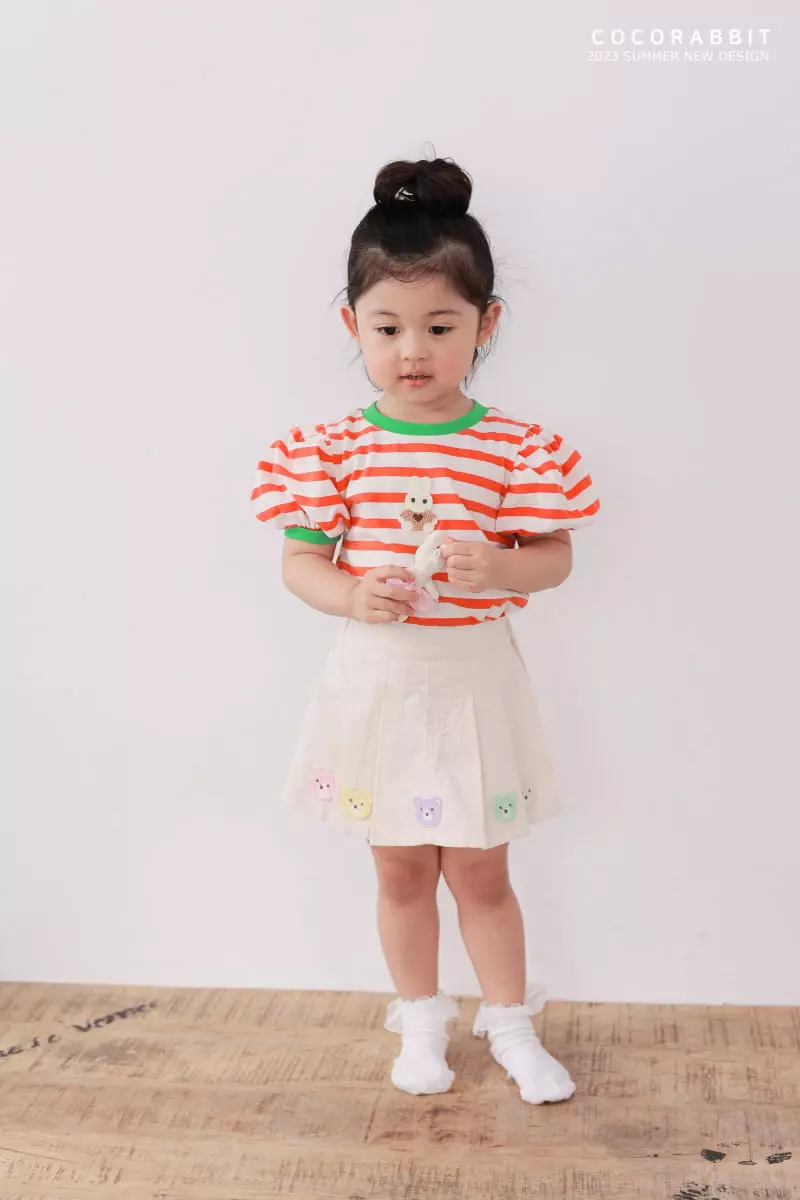 Coco Rabbit - Korean Children Fashion - #fashionkids - Rabbit Stripes Puff Tee - 8