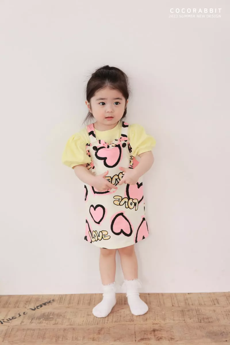 Coco Rabbit - Korean Children Fashion - #kidsstore - Heart Dungarees One-piece