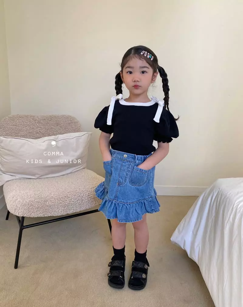 Comma - Korean Children Fashion - #childrensboutique - Shoulder Ribbon Tee - 6