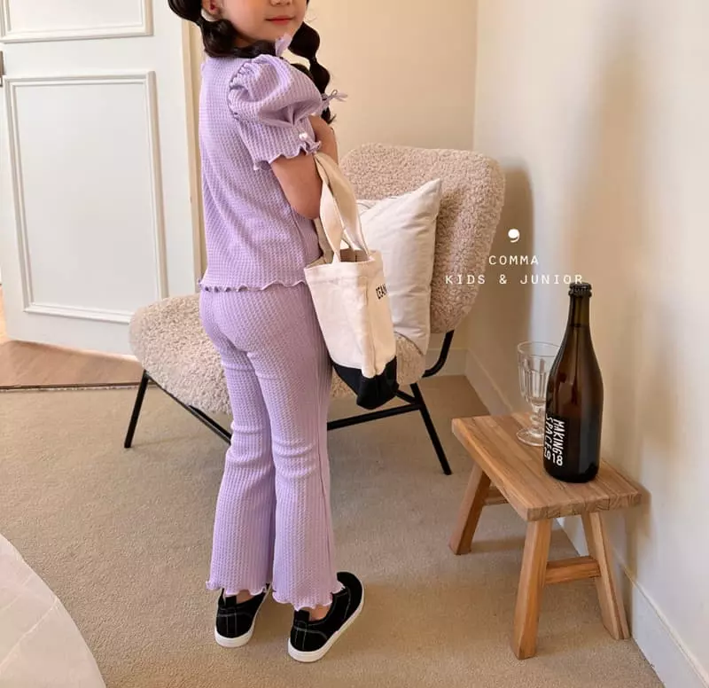 Comma - Korean Children Fashion - #discoveringself - Waffle Pearl Top Bottom Set - 8