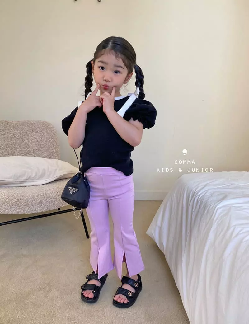 Comma - Korean Children Fashion - #discoveringself - Shoulder Ribbon Tee - 8