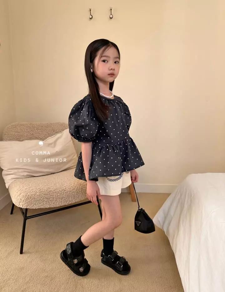Comma - Korean Children Fashion - #kidsshorts - Dot Puff Blouse - 6