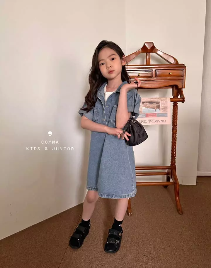 Comma - Korean Children Fashion - #toddlerclothing - Summer Denim One-piece - 7