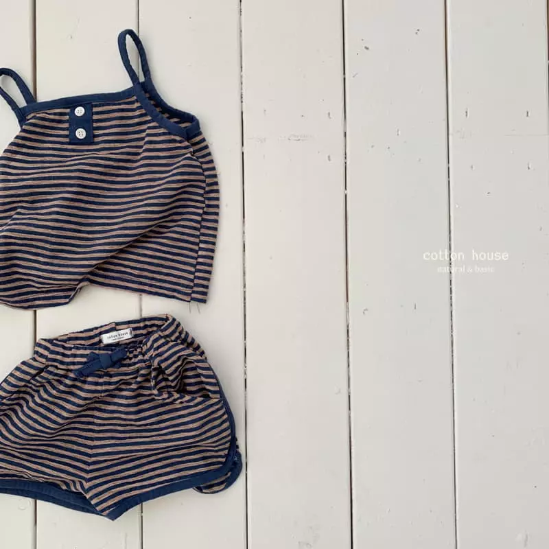 Cotton House - Korean Children Fashion - #Kfashion4kids - Stripes Sleeveless Top Bottom Set - 5