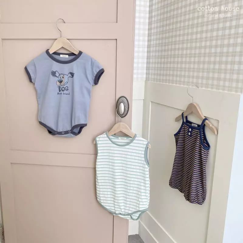 Cotton House - Korean Children Fashion - #childofig - Stripes Sleeveless Bodysuit - 10