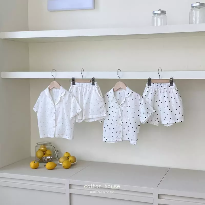 Cotton House - Korean Children Fashion - #designkidswear - Cool Dot Top Bottom Set