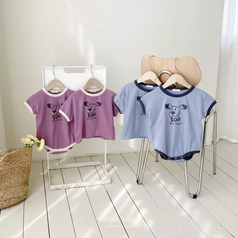 Cotton House - Korean Children Fashion - #discoveringself - Dog Color Bodysuit - 3