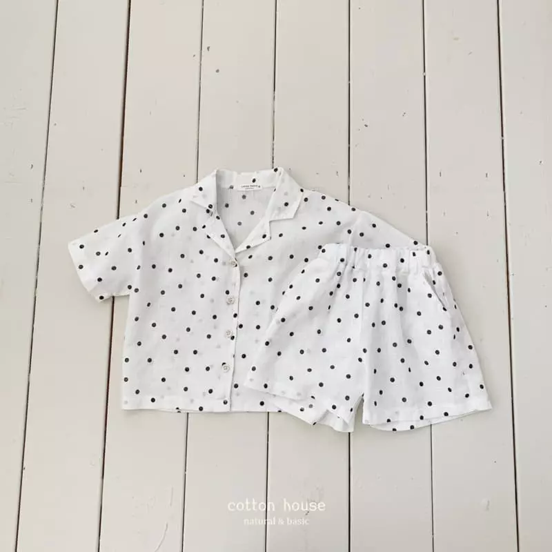 Cotton House - Korean Children Fashion - #fashionkids - Cool Dot Top Bottom Set - 3