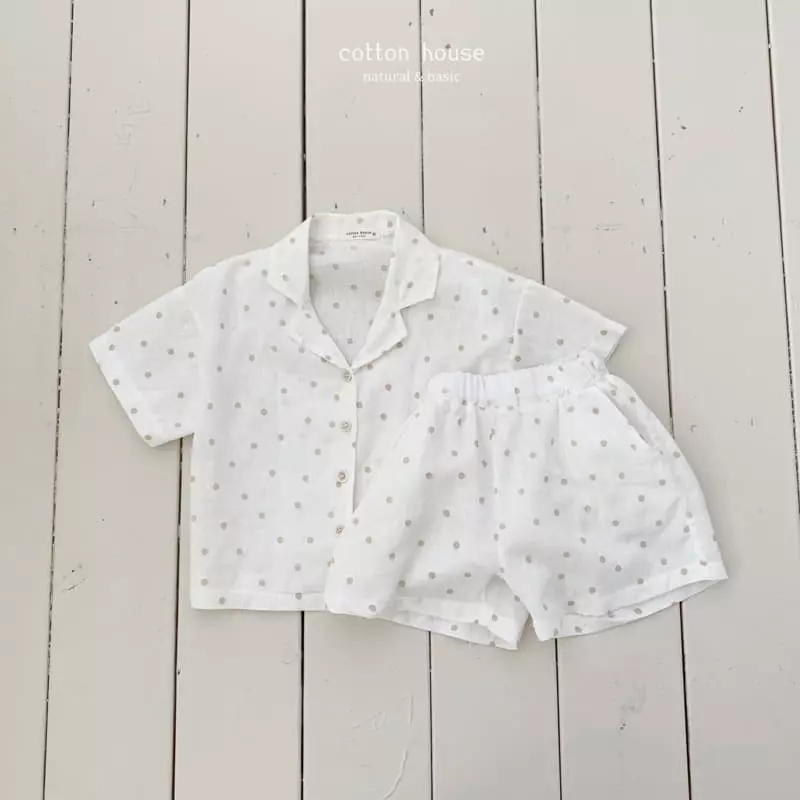 Cotton House - Korean Children Fashion - #fashionkids - Cool Dot Top Bottom Set - 4