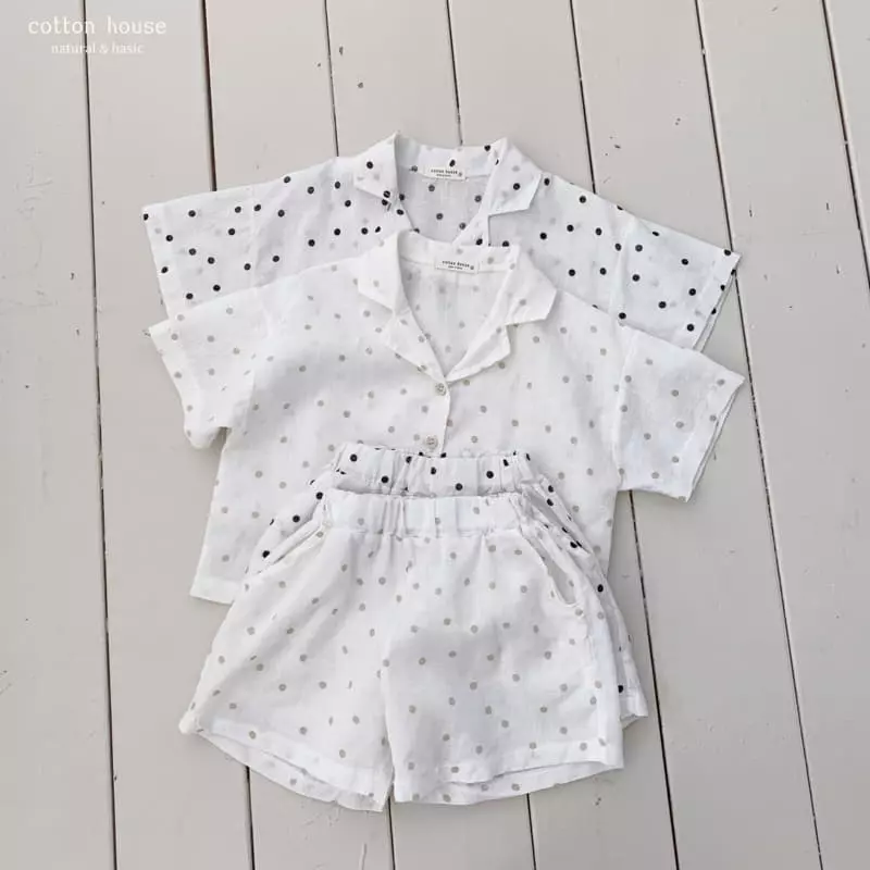 Cotton House - Korean Children Fashion - #kidsstore - Cool Dot Top Bottom Set - 5