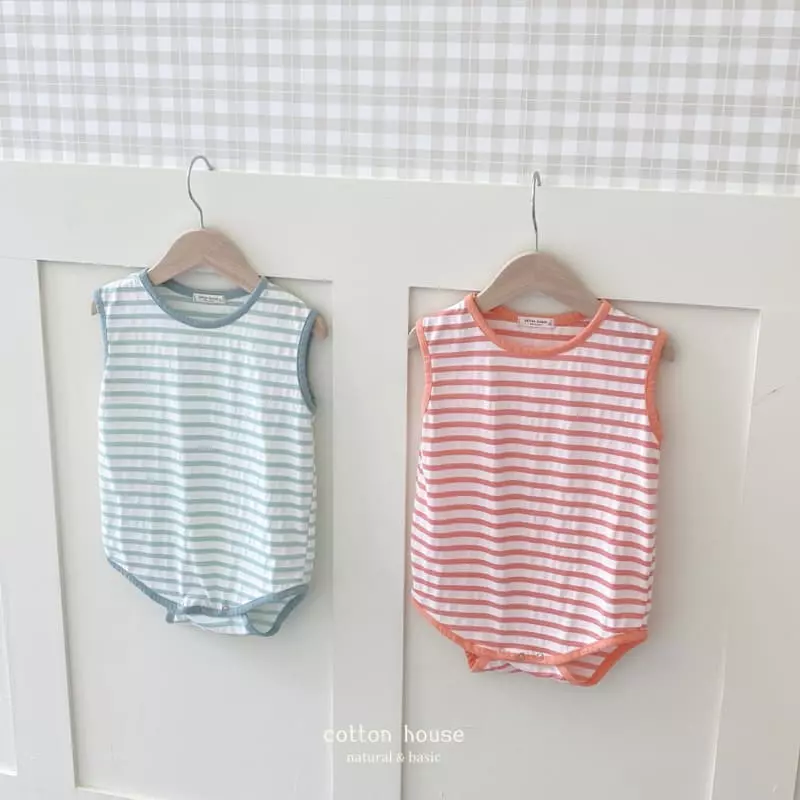 Cotton House - Korean Children Fashion - #kidzfashiontrend - Slush Sleeveless Bodysuit - 5