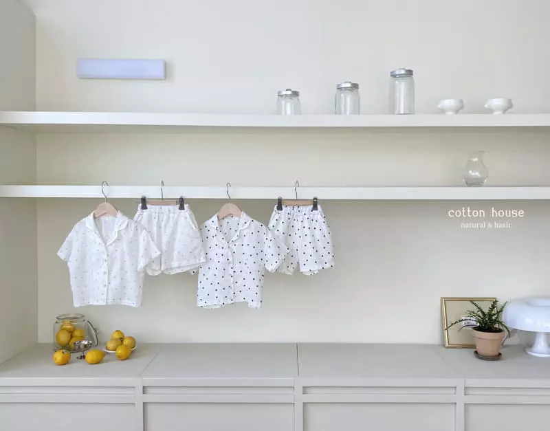 Cotton House - Korean Children Fashion - #kidzfashiontrend - Cool Dot Top Bottom Set - 6